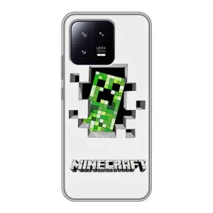 Чехол Майнкрафт на Xiaomi 13 (AlphaPrint) Minecraft (крипер Майнкрафт)