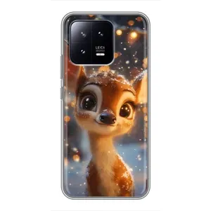 Яркий чехол для Xiaomi 13 с Зимними Оленятами (Олененок среди гирлянд)