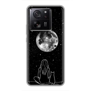Чехол с рисунком кот на Xiaomi 13T (Девушка с котом)