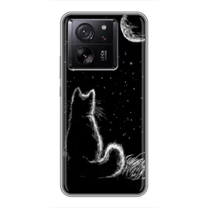Чехол с принтом для Xiaomi 13T (AlphaPrint) Модные коты (Котик и луна)