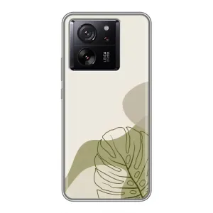 Силконовий чохол з принтом в квітах на Xiaomi 13T (Зелена монстера дизайн)