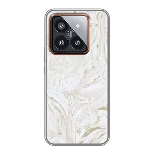 Мраморный чехол на Xiaomi 14 Pro (VPrint) (Белый мрамор)