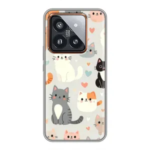 Чехол с рисунком кот на Xiaomi 14 Pro (Коллаж котов)