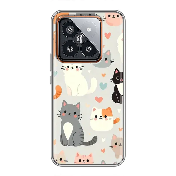 Чехол с принтом «Коллаж котов» для Xiaomi 14 Pro