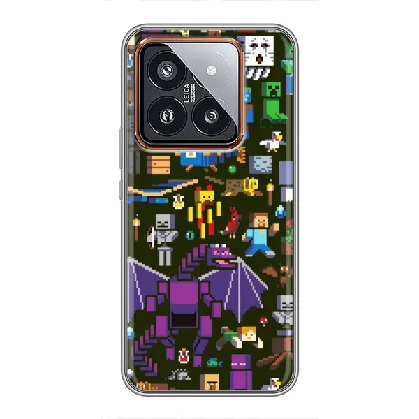 Чехол с принтом «Коллаж Майнкрафт» для Xiaomi 14 Pro Чехол с принтом «Коллаж Майнкрафт» для Xiaomi 14 Pro