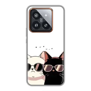 Чехол с рисунком кот на Xiaomi 14 Pro (Коты в очках)