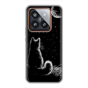 Чохол з принтом для Xiaomi 14 Pro (AlphaPrint) Модні коти (Котик і місяць)