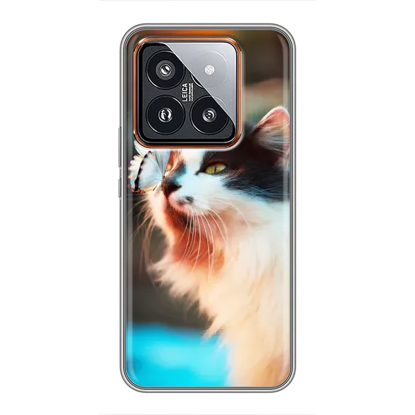 Чехол с принтом «Котик с бабочкой» для Xiaomi 14 Pro