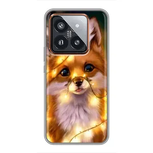 Чехлы с картинкой Лисички для Xiaomi 14 Pro (VPrint) (Лисичка в гирляндах)