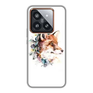 Чехлы с картинкой Лисички для Xiaomi 14 Pro (VPrint) (Лисичка в цветочках)