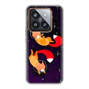 Чехлы с картинкой Лисички для Xiaomi 14 Pro (VPrint) (Лисички космонавты)