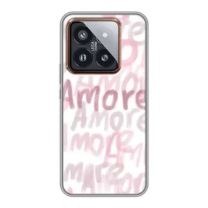 Чехол с розовым рисунком для Xiaomi 14 Pro (Аморе любовь)