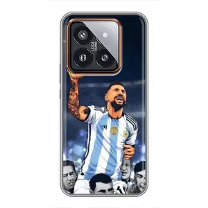 Чехлы для Xiaomi 14 Pro (Leo чемпион) (AlphaPrint) (Месси с кубком)