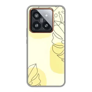 Силиконовый чехол с принтом в цветах на Xiaomi 14 Pro (Желтая монстера арт)