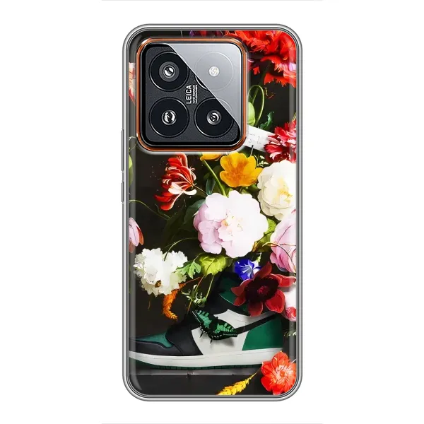 Чехол с принтом «Nike цветы» для Xiaomi 14 Pro