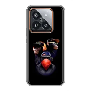 Чехол с Обезьянами Xiaomi 14 Pro - (AlphaPrint) (Три обезьяны)
