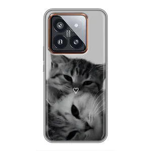 Чехол с рисунком кот на Xiaomi 14 Pro (Пара котов)