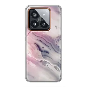 Мраморный чехол на Xiaomi 14 Pro (VPrint) (Пурпурный Мрамор)