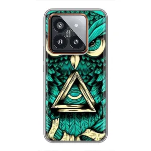 Чехол с птицами на Xiaomi 14 Pro (VPrint) (Сова с глазом)