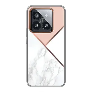 Мраморный чехол на Xiaomi 14 Pro (VPrint) (Тройной мрамор)