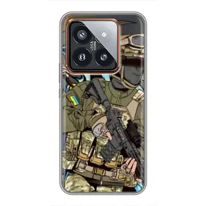Чехлы с картинкой ЗСУ для Xiaomi 14 Pro (AlphaPrint) (Воин ВСУ)