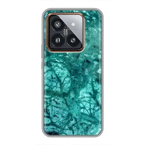 Мраморный чехол на Xiaomi 14 Pro (VPrint) (Зеленый мрамор)