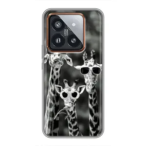 Силіконовий чохол з КАРТИНКАМИ літо для Xiaomi 14 Pro (AlphaPrint) (Жирафи в окулярах)