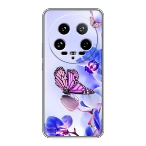 Чохли з квітами для Xiaomi 14 Ultra (VPrint) (Метелик на квітах)