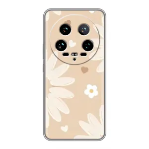 Чехол с цветочным принтом на 14 Ультра (Бежевые цветы)