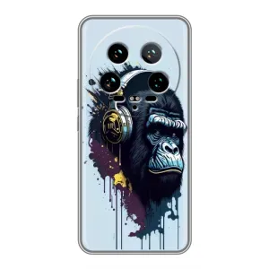Чехол с Обезьянами Xiaomi 14 Ultra - (AlphaPrint) (Горилла в наушниках)