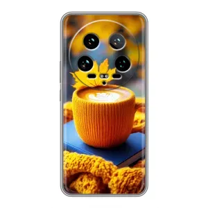 Чехол с уникальным дизайном «Осень с кофе» для Xiaomi 14 Ultra (Кофе на желтом пледе)