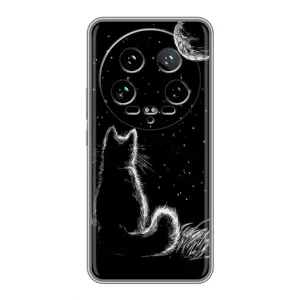 Чехол с принтом для Xiaomi 14 Ultra (AlphaPrint) Модные коты (Котик и луна)