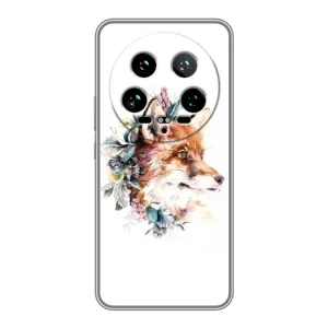 Чехлы с картинкой Лисички для Xiaomi 14 Ultra (VPrint) (Лисичка в цветочках)