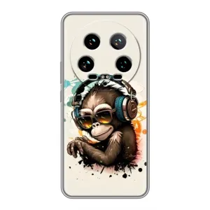 Чехол с Обезьянами Xiaomi 14 Ultra - (AlphaPrint) (Макака в наушниках)