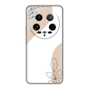 Силиконовый чехол с принтом в цветах на Xiaomi 14 Ultra (Нюдовая веточка абстракция)