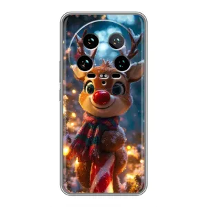 Яркий чехол для Xiaomi 14 Ultra с Зимними Оленятами (Олень с шарфом)