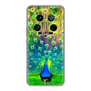 Чехол с птицами на Xiaomi 14 Ultra (VPrint) (Яркий Павлин)
