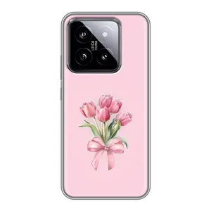 Чехол с розовым рисунком для Xiaomi 14 (Букет цветов)