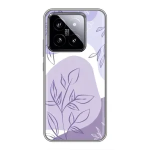 Силконовий чохол з принтом в квітах на Xiaomi 14 (Фіолетове листя абстракція)