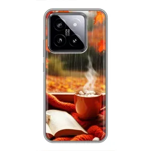 Чехол с уникальным дизайном «Осень с кофе» для Xiaomi 14 (Кофе и дождь)