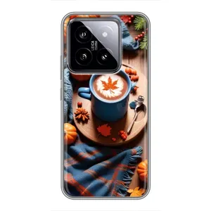 Чехол с уникальным дизайном «Осень с кофе» для Xiaomi 14 (Кофе и тыковки)