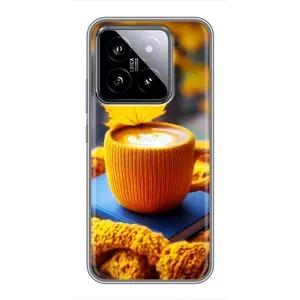 Чехол с уникальным дизайном «Осень с кофе» для Xiaomi 14 (Кофе на желтом пледе)
