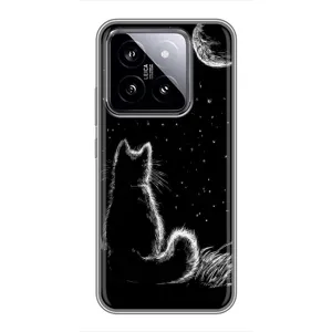 Чохол з принтом для Xiaomi 14 (AlphaPrint) Модні коти (Котик і місяць)