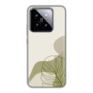 Силконовий чохол з принтом в квітах на Xiaomi 14 (Зелена монстера дизайн)