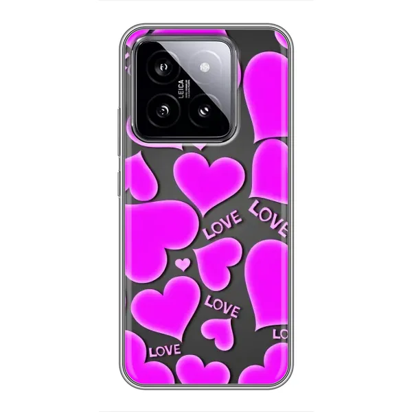 Чохол з принтом «Pink hearts» для Xiaomi 14