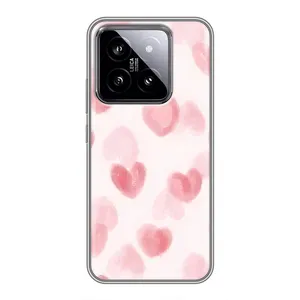 Чехол с розовым рисунком для Xiaomi 14 (Розовые сердечки)