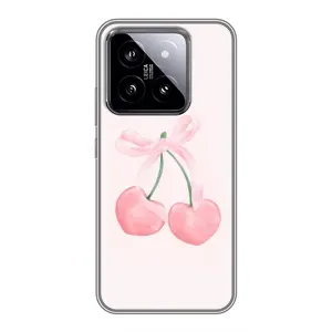 Чехол с розовым рисунком для Xiaomi 14 (Розовые вишни)