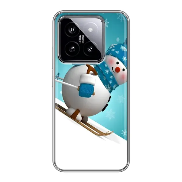 Чехол с принтом «Снеговик на лыжах» для Xiaomi 14 Чехол с принтом «Снеговик на лыжах» для Xiaomi 14