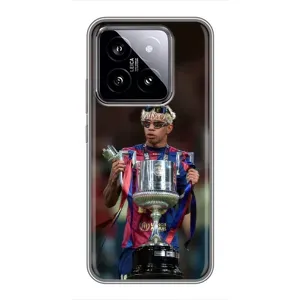Чехол с футболистом Ламин Ямаль Xiaomi 14 (Ямаль с кубком)