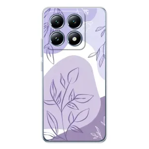Силиконовый чехол с принтом в цветах на Xiaomi 14T Pro (Фиолетовые листья абстракция)